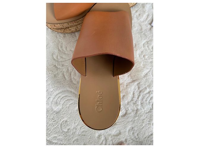 Zoccoli con zeppa Chloé in pelle - Marrone chiaro - vista 6