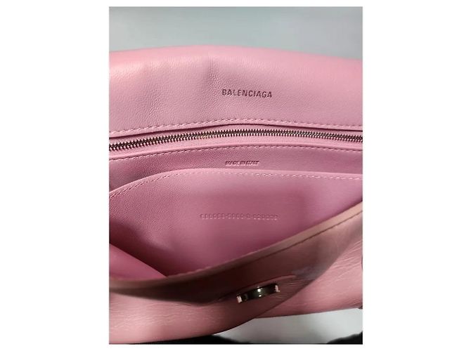 Borsa Balenciaga Downtown Chain in pelle di vitello rosa - vista 9