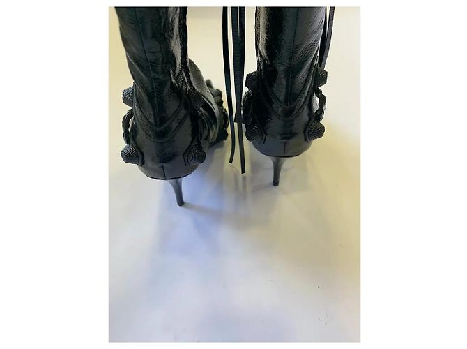 Stivali alti Balenciaga Le Cagole in pelle nera con borchie - vista 4