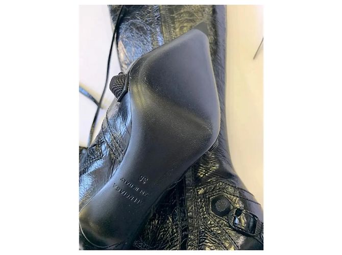 Stivali alti Balenciaga Le Cagole in pelle nera con borchie - vista 6