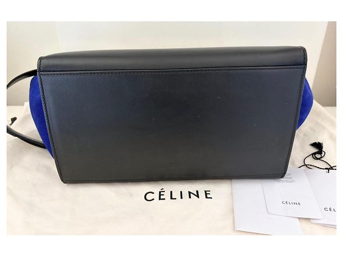 Bolso Céline Trapeze Tricolor Grande Cuero Negro Azul Taupe Gris pardo - vista 11
