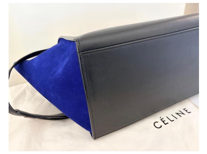 Bolso Céline Trapeze Tricolor Grande Cuero Negro Azul Taupe Gris pardo - vista 12