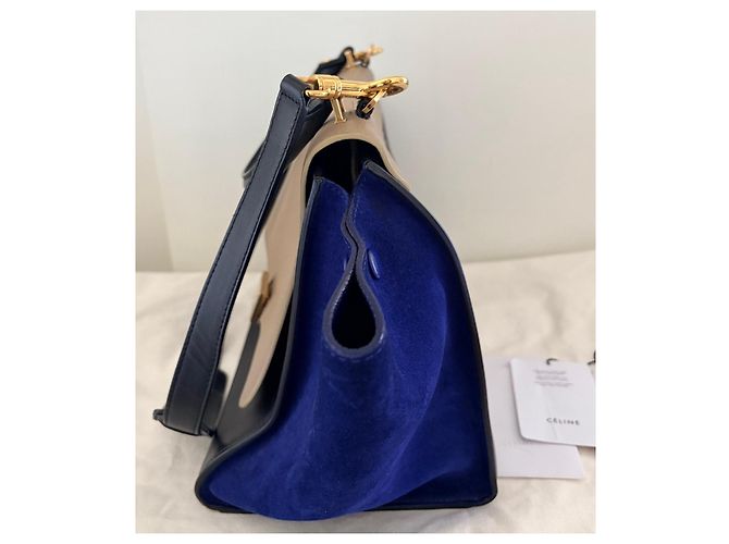 Bolso Céline Trapeze Tricolor Grande Cuero Negro Azul Taupe Gris pardo - vista 8