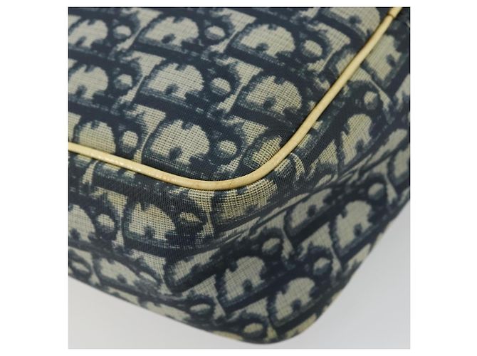 Borsa a Spalla in Tela Trotter Christian Dior PVC Blu Navy Argento Auth 177902 - vista 13