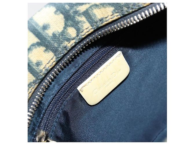 Borsa a Spalla in Tela Trotter Christian Dior PVC Blu Navy Argento Auth 177902 - vista 15