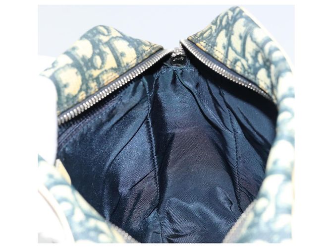 Borsa a Spalla in Tela Trotter Christian Dior PVC Blu Navy Argento Auth 177902 - vista 17