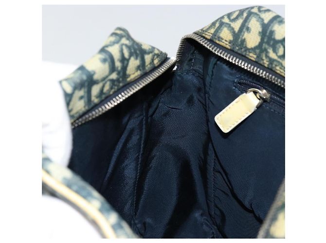 Borsa a Spalla in Tela Trotter Christian Dior PVC Blu Navy Argento Auth 177902 - vista 18