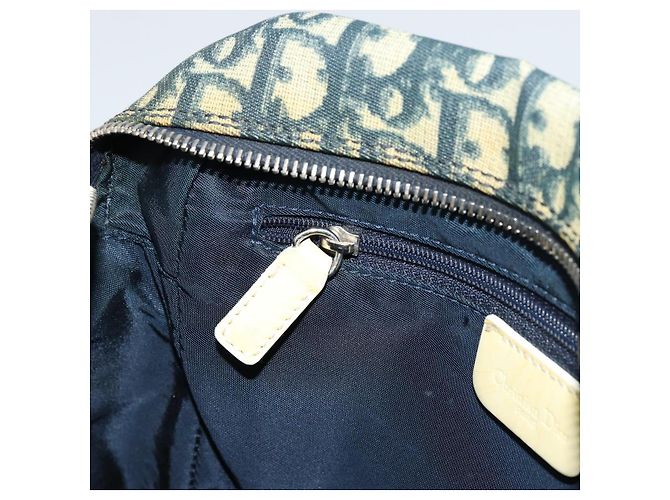 Borsa a Spalla in Tela Trotter Christian Dior PVC Blu Navy Argento Auth 177902 - vista 19