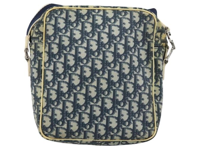 Borsa a Spalla in Tela Trotter Christian Dior PVC Blu Navy Argento Auth 177902 - vista 3