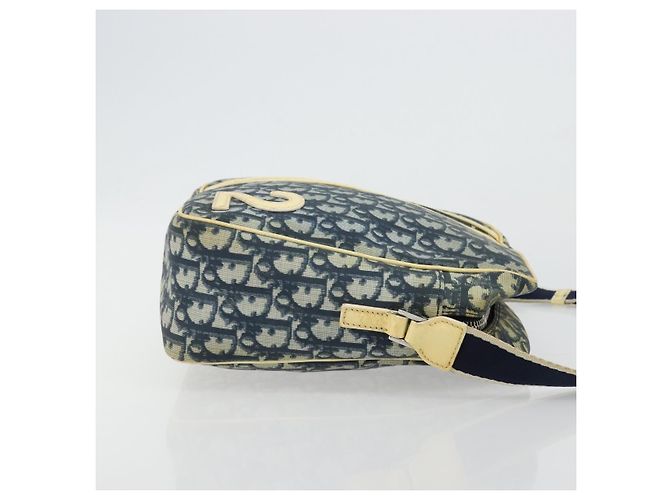 Borsa a Spalla in Tela Trotter Christian Dior PVC Blu Navy Argento Auth 177902 - vista 4