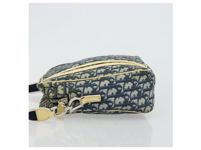 Borsa a Spalla in Tela Trotter Christian Dior PVC Blu Navy Argento Auth 177902 - vista 5