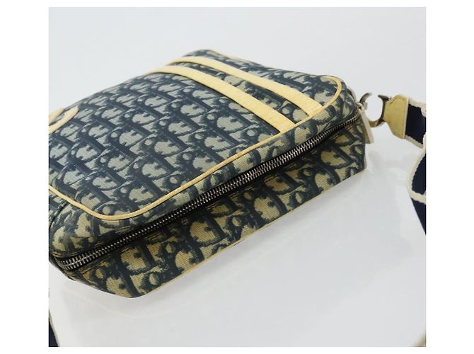 Borsa a Spalla in Tela Trotter Christian Dior PVC Blu Navy Argento Auth 177902 - vista 6