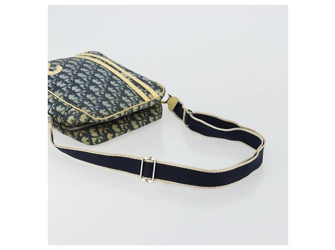 Borsa a Spalla in Tela Trotter Christian Dior PVC Blu Navy Argento Auth 177902 - vista 7