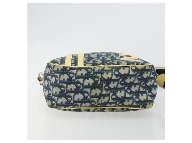 Borsa a Spalla in Tela Trotter Christian Dior PVC Blu Navy Argento Auth 177902 - vista 9