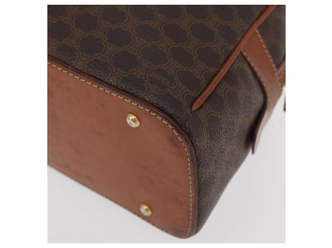 Céline Borsa a mano in tela Macadam CELINE in pelle PVC marrone oro Auth 178270 D'oro - vista 13
