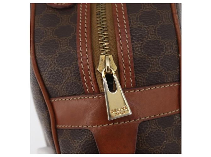 Céline Borsa a mano in tela Macadam CELINE in pelle PVC marrone oro Auth 178270 D'oro - vista 14