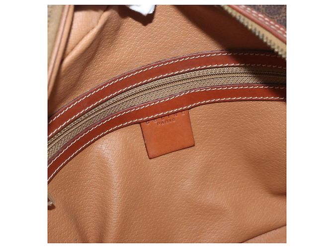 Céline Borsa a mano in tela Macadam CELINE in pelle PVC marrone oro Auth 178270 D'oro - vista 16