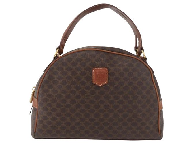Céline Borsa a mano in tela Macadam CELINE in pelle PVC marrone oro Auth 178270 D'oro - vista 2