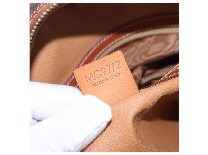 Céline Borsa a mano in tela Macadam CELINE in pelle PVC marrone oro Auth 178270 D'oro - vista 22