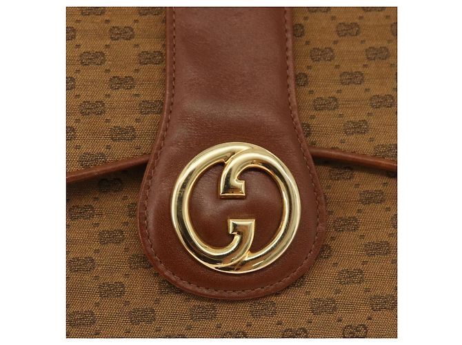 Gucci Borsa a Spalla Micro GG in Tela Beige Oro Auth am11560 D'oro - vista 14