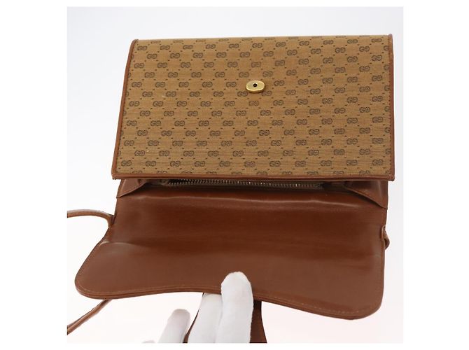 Gucci Borsa a Spalla Micro GG in Tela Beige Oro Auth am11560 D'oro - vista 15