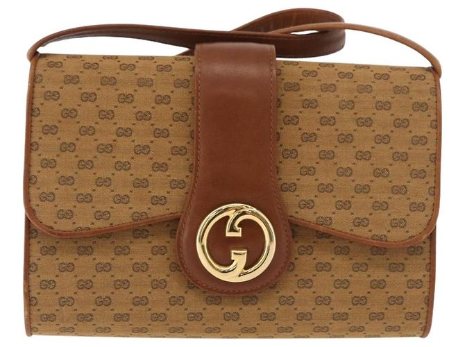 Gucci Borsa a Spalla Micro GG in Tela Beige Oro Auth am11560 D'oro - vista 2