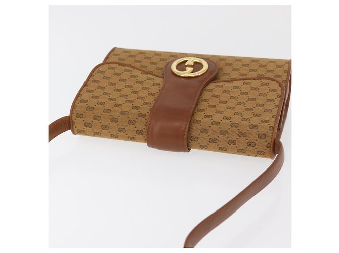 Gucci Borsa a Spalla Micro GG in Tela Beige Oro Auth am11560 D'oro - vista 6