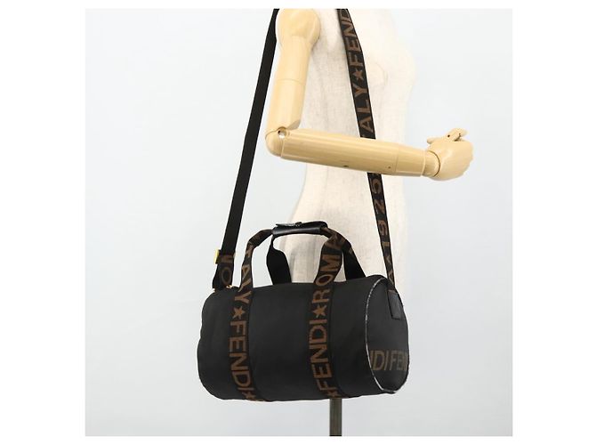 Borsa FENDI in nylon 2 in 1 nera e oro Auth bs34931 Nero D'oro - vista 25
