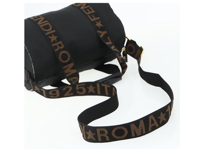 Borsa FENDI in nylon 2 in 1 nera e oro Auth bs34931 Nero D'oro - vista 9