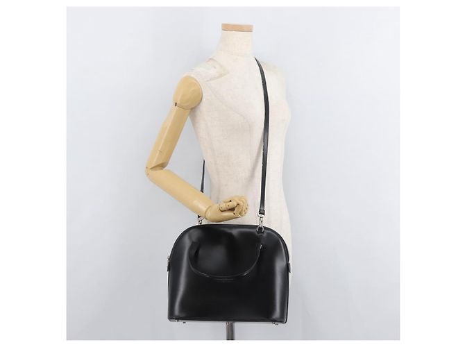 Borsa a mano in pelle Gianni Versace 2 in 1 Nera Argento Auth 177571 Nero - vista 23