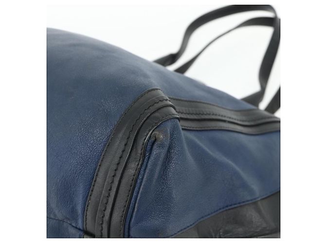 Chloé Borsa Tote in Pelle Blu Navy Oro Auth bs35003 D'oro - vista 10