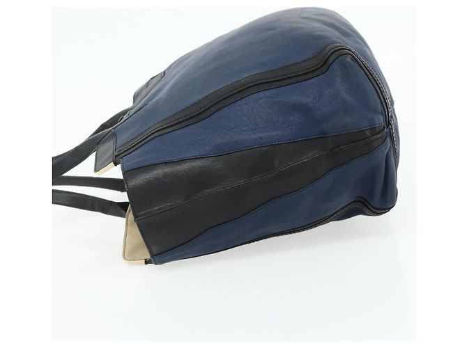 Chloé Borsa Tote in Pelle Blu Navy Oro Auth bs35003 D'oro - vista 4