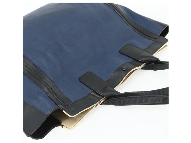 Chloé Borsa Tote in Pelle Blu Navy Oro Auth bs35003 D'oro - vista 6