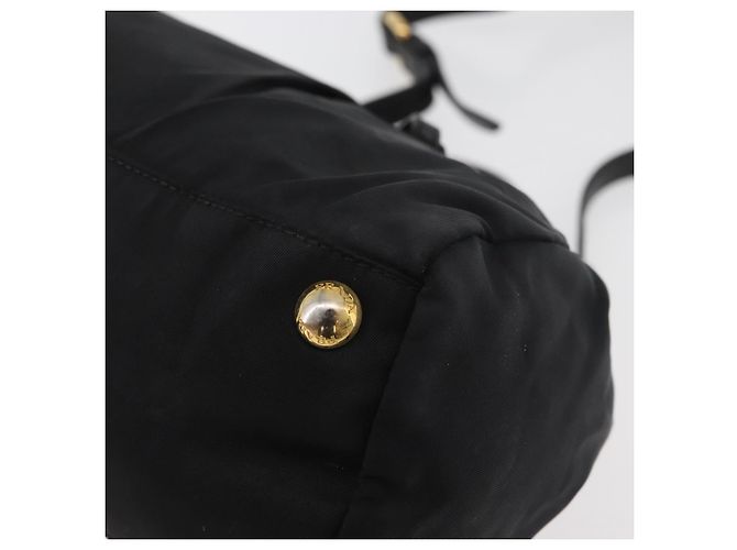 PRADA Handtasche Nylon 2-Wege Schwarz Gold Auth 178100 Golden - Ansicht 13