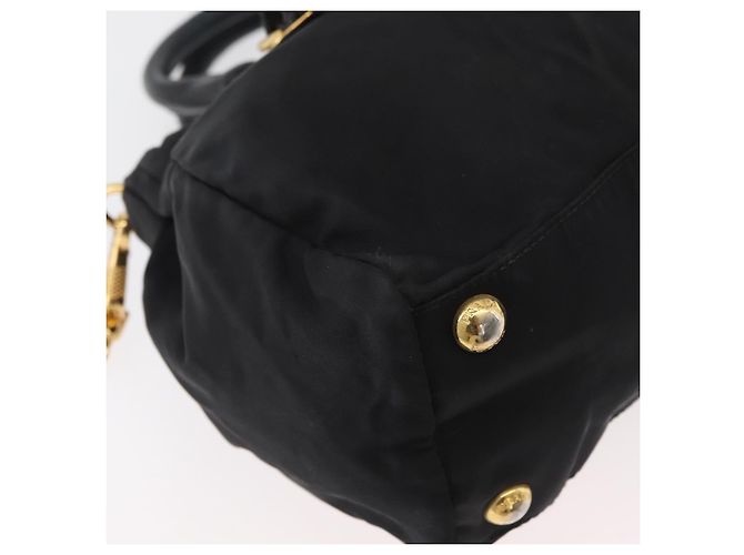 PRADA Handtasche Nylon 2-Wege Schwarz Gold Auth 178100 Golden - Ansicht 14