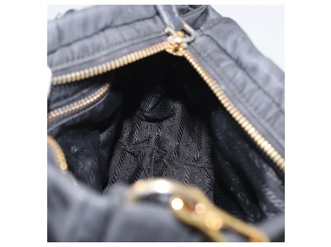 PRADA Handtasche Nylon 2-Wege Schwarz Gold Auth 178100 Golden - Ansicht 20