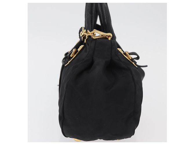 PRADA Handtasche Nylon 2-Wege Schwarz Gold Auth 178100 Golden - Ansicht 4