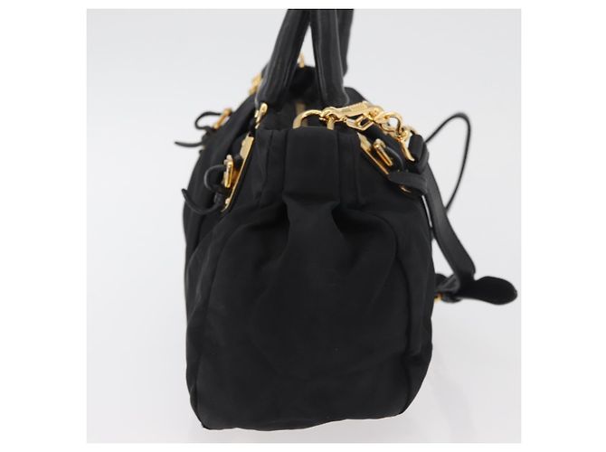 PRADA Handtasche Nylon 2-Wege Schwarz Gold Auth 178100 Golden - Ansicht 5