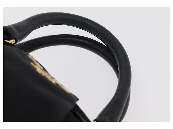PRADA Handtasche Nylon 2-Wege Schwarz Gold Auth 178100 Golden - Ansicht 8