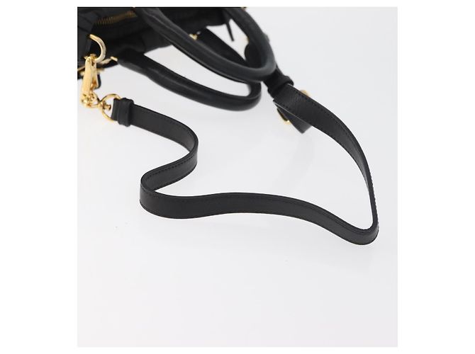 PRADA Handtasche Nylon 2-Wege Schwarz Gold Auth 178100 Golden - Ansicht 9