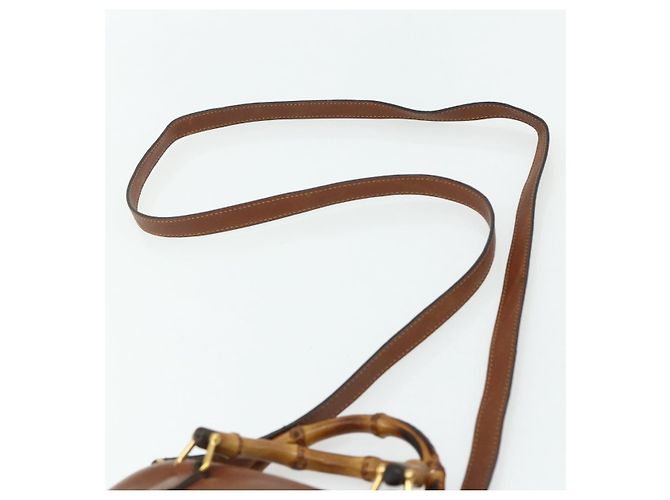 Borsa a mano in pelle GUCCI Bamboo 2way Marrone Oro 007 1014 0231 Auth YKZ1296 D'oro - vista 10