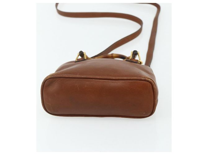 Borsa a mano in pelle GUCCI Bamboo 2way Marrone Oro 007 1014 0231 Auth YKZ1296 D'oro - vista 11
