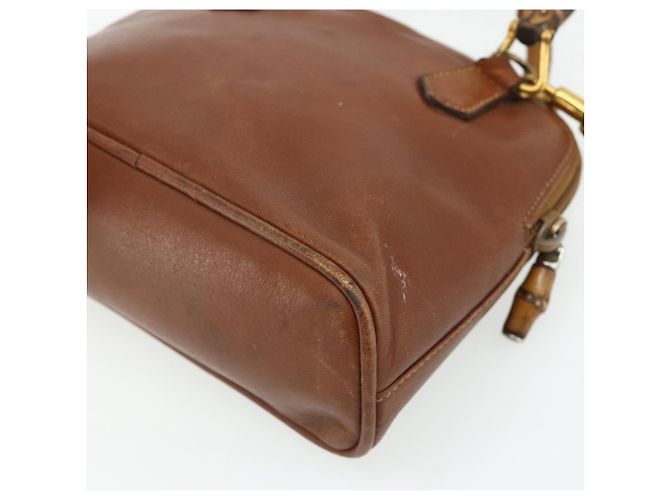 Borsa a mano in pelle GUCCI Bamboo 2way Marrone Oro 007 1014 0231 Auth YKZ1296 D'oro - vista 14