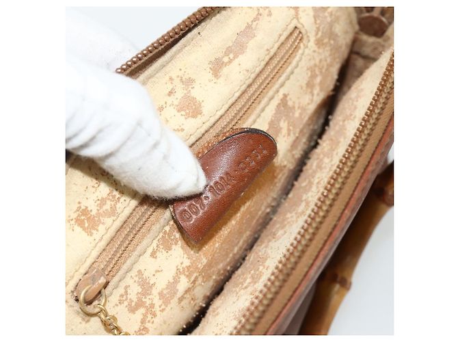 Borsa a mano in pelle GUCCI Bamboo 2way Marrone Oro 007 1014 0231 Auth YKZ1296 D'oro - vista 23