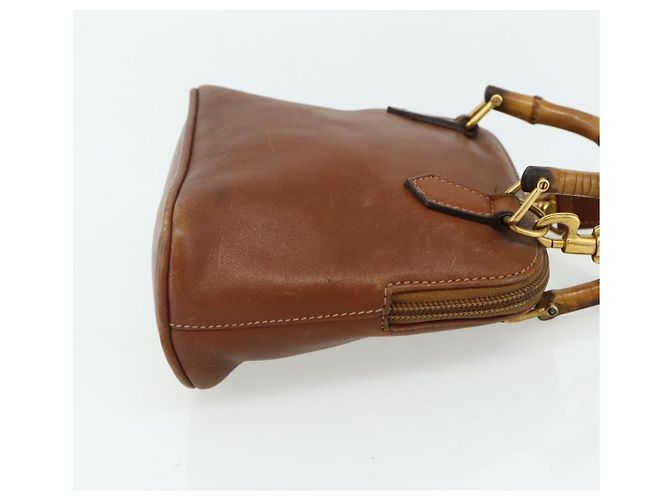 Borsa a mano in pelle GUCCI Bamboo 2way Marrone Oro 007 1014 0231 Auth YKZ1296 D'oro - vista 5