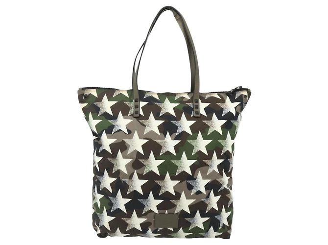 Borsa Tote Valentino in nylon khaki Auth bs35007A Cachi - vista 13