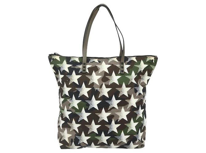 Borsa Tote Valentino in nylon khaki Auth bs35007A Cachi - vista 2