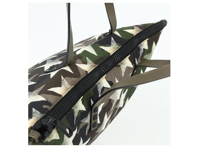 Borsa Tote Valentino in nylon khaki Auth bs35007A Cachi - vista 6