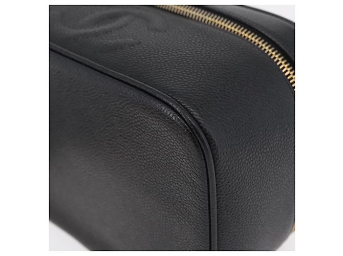CHANEL COCO Marca Vanity Borsa a Mano Pelle Caviar Nera Oro CC Auth 178691 Nero D'oro - vista 11