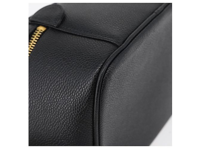CHANEL COCO Marca Vanity Borsa a Mano Pelle Caviar Nera Oro CC Auth 178691 Nero D'oro - vista 12